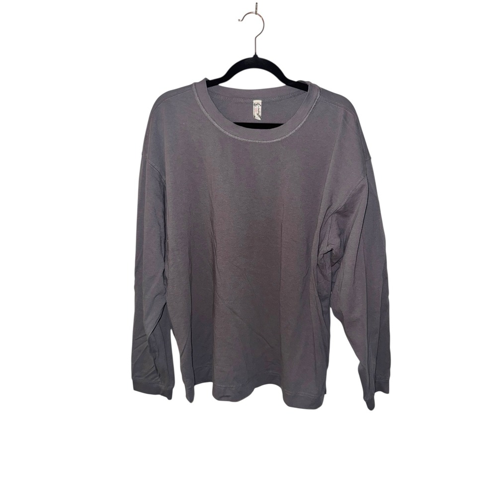 Free People oversized Washed Charcoal Gray Long Sleeve‎ Crewneck Top Sz M